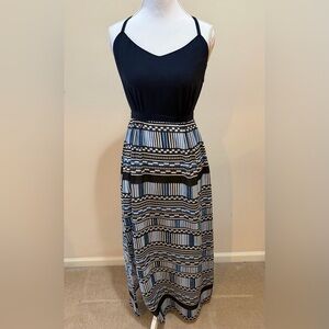 J. Crew Razor Back Long Navy Dress with Side Slit Size 00